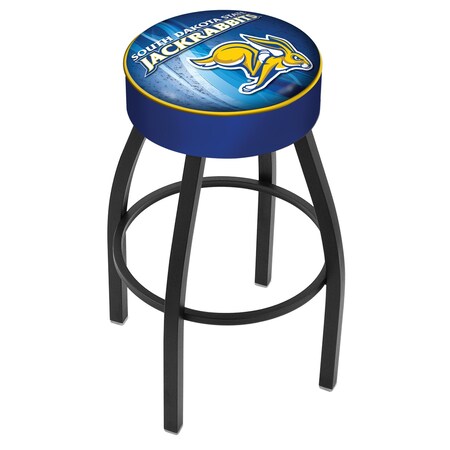 Holland Bar Stool Co 30" South Dakota State Cushion Seat, Blk Wrinkle Base Swivel Bar Stool L8B130SDakSt-D2